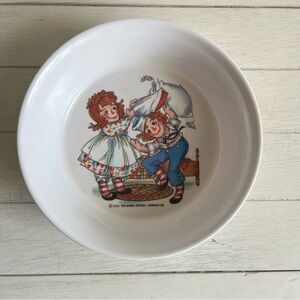 Vintage Raggedy Ann and Andy Melamine Plastic Children’s Kids Cereal Bowl 1969